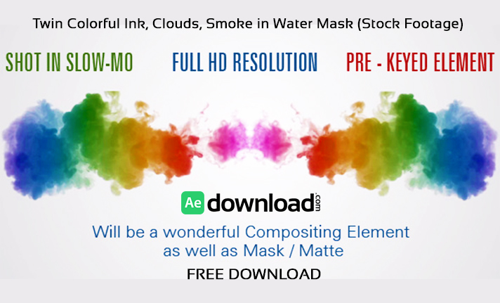 Twin Colorful Ink Clouds Smoke in Water Mask (Stock Footage)