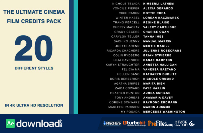 20 Cinema Film Credits Pack Free Download After Effects Templates