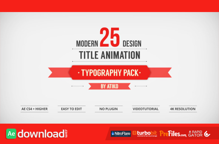 25 Design Titles Animation - Typography Pack Free Download After Effects Templates