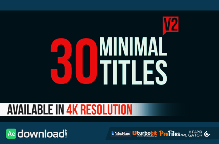 30 Minimal Titles V2 Free Download After Effects Templates