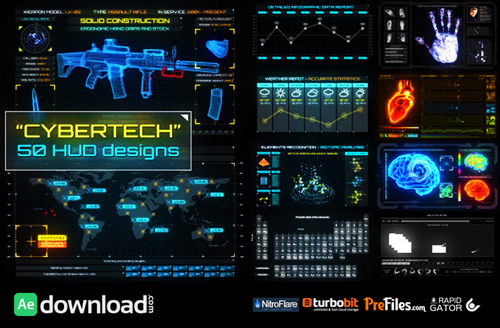CyberTech HUD Infographic Pack Free Download After Effects Templates
