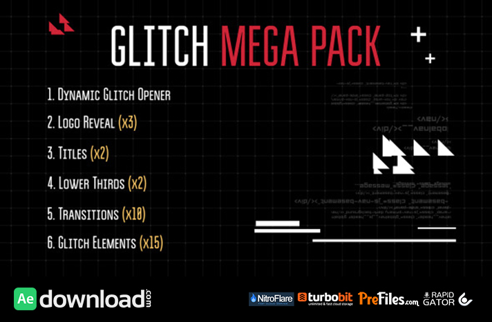 Glitch Mega Pack Free Download After Effects Templates