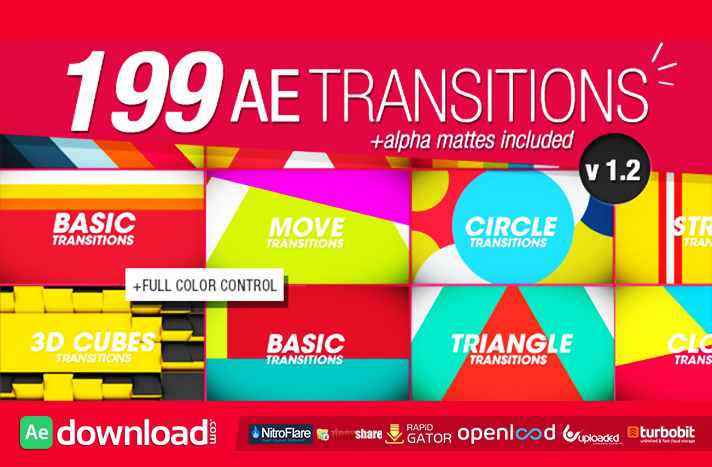 199 Transitions Pack v1.2 free after effects templates