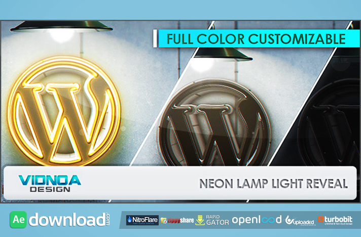 Neon Lamp Light Reveal free download (videohive template)