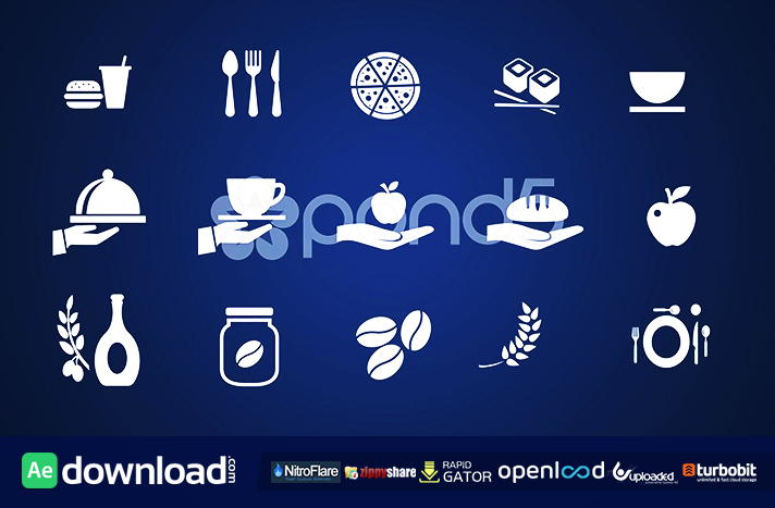 54 ANIMATED ICONS WITH FOOD ONLY SHAPES FREE DOWNLOAD TEMPLATE (POND5)