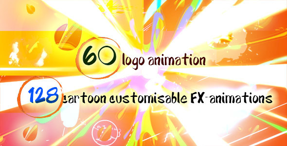 60 Quick Cartoon Logo Reveal Pack &128 Cartoon FX in 9 Packs