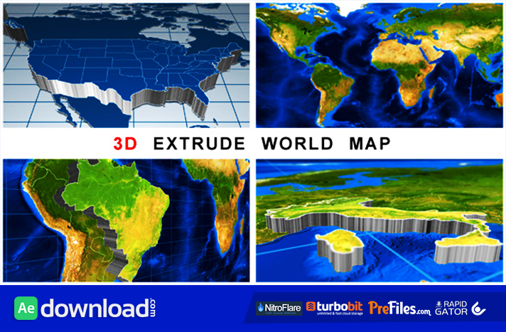 3D Extrude World Map Free Download After Effects Templates