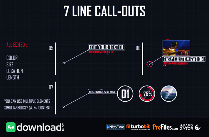 7 Line Call-Outs Free Download After Effects Templates