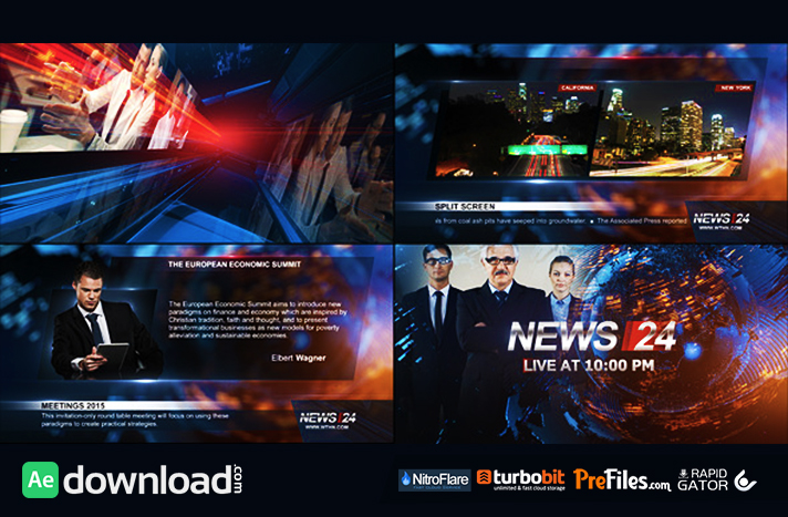 Broadcast Design - News 24 Package Free Download After Effects Templates