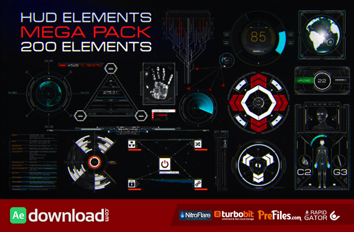 HUD Elements Mega Pack Free Download After Effects Templates